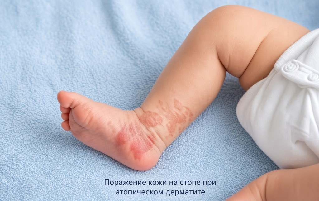 Поражение кожи на стопе при атопическом дерматите